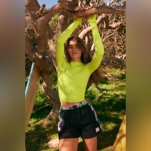 Free People Good Karma High-Neck Layer NWOT XS/S in Highlighter Yellow